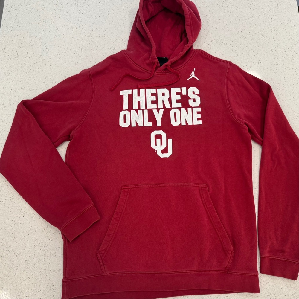 Nike Jordan Hoodie Mens Large Red Good Oklahoma Sooners OU Casual Sportswear